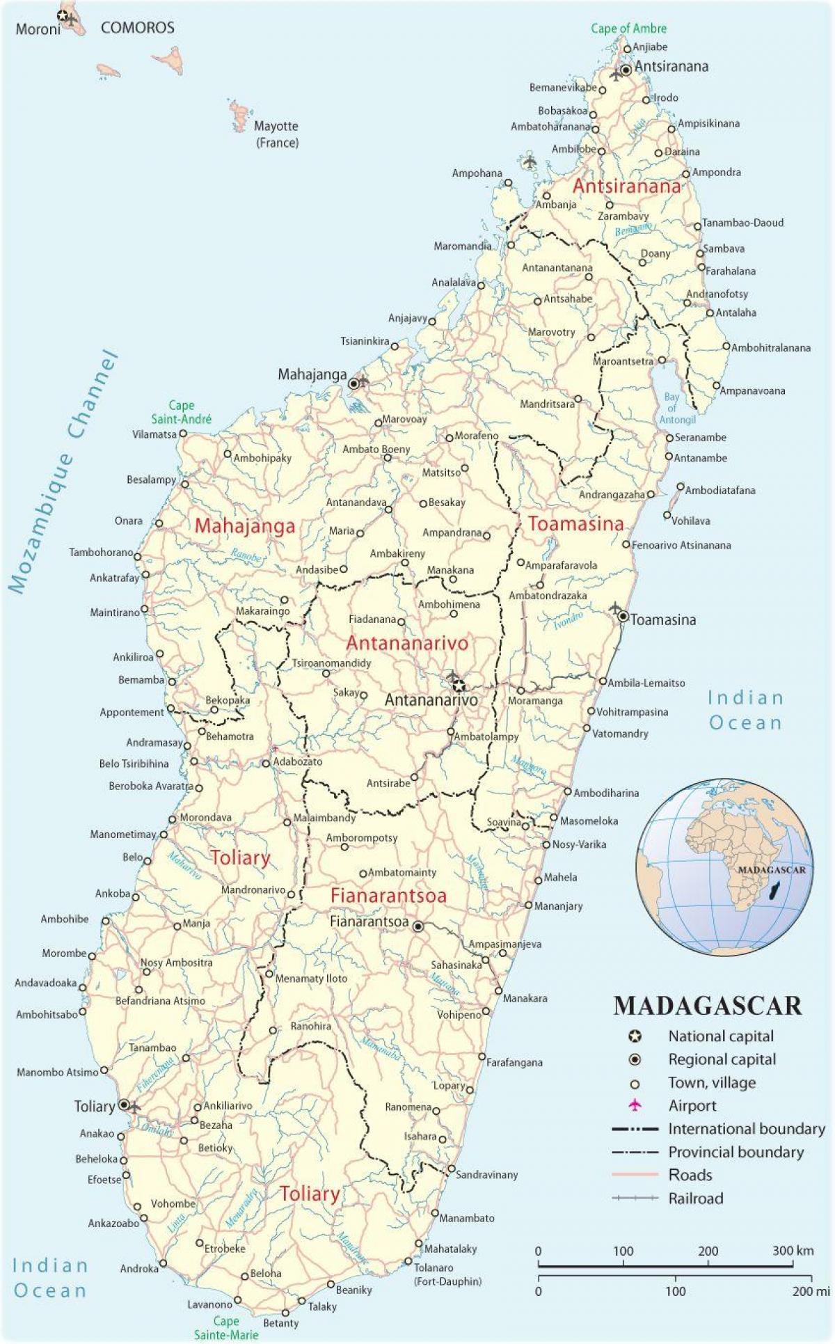 kort af Madagaskar flugvellir