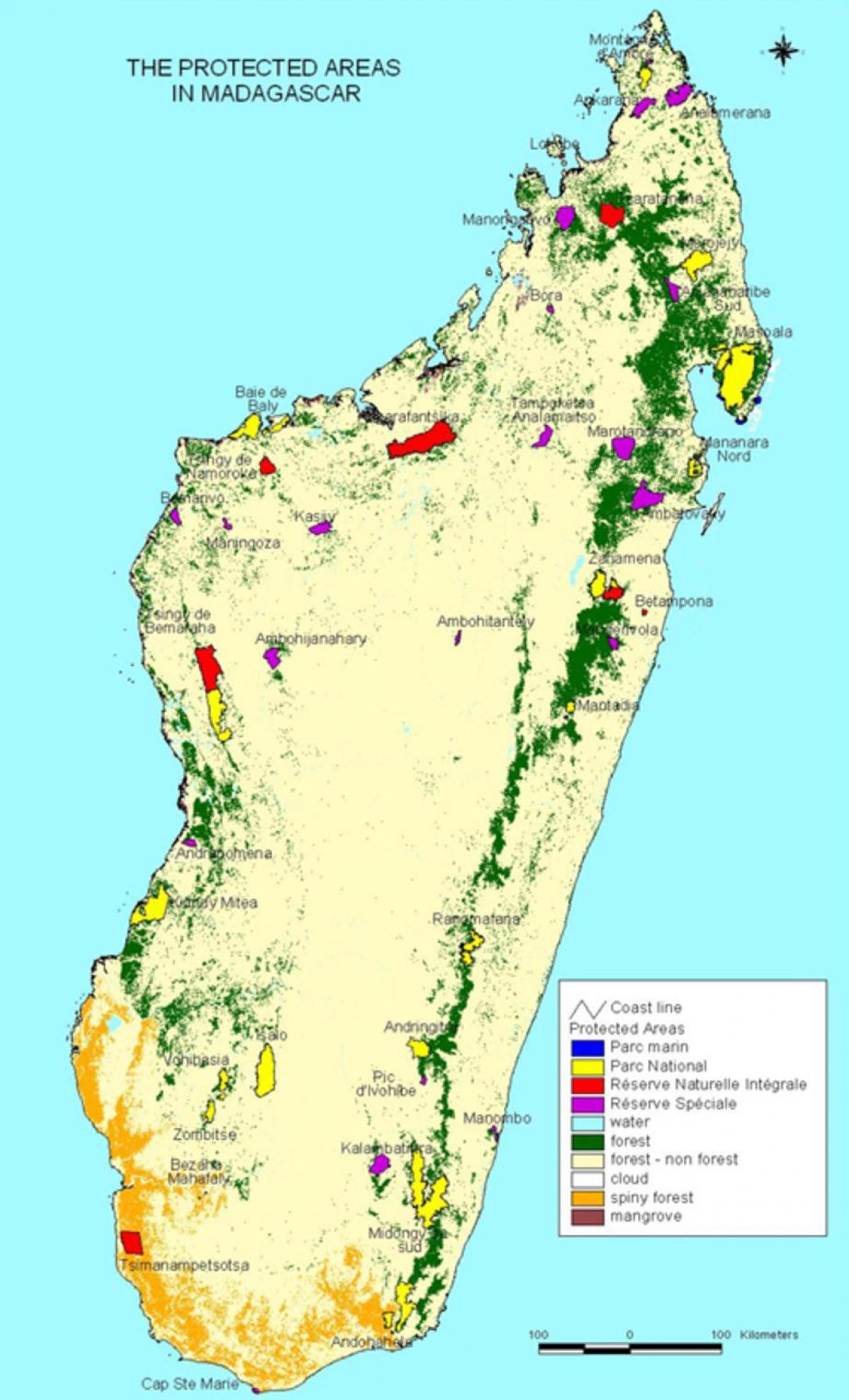 kort af Madagaskar national garður