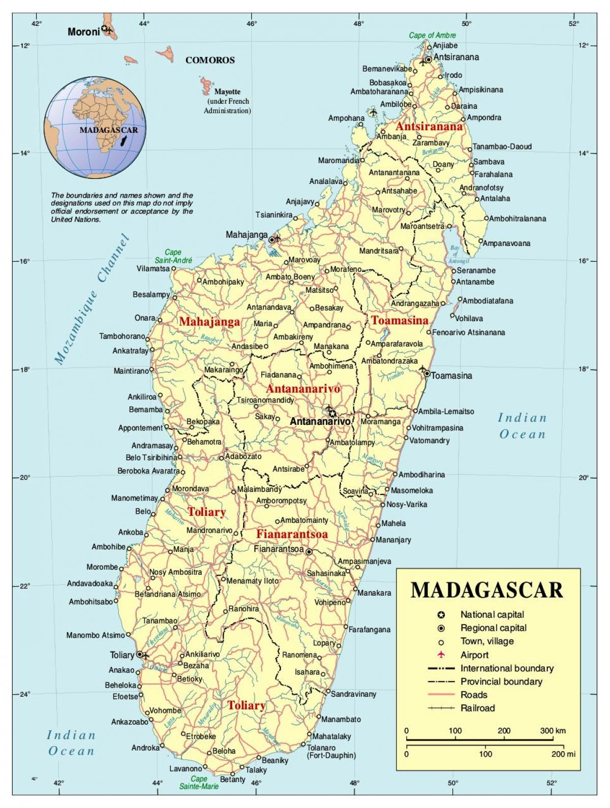 kort af veginum Madagaskar