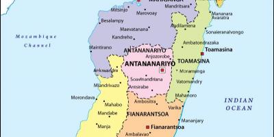Kort af pólitískum kort af Madagaskar