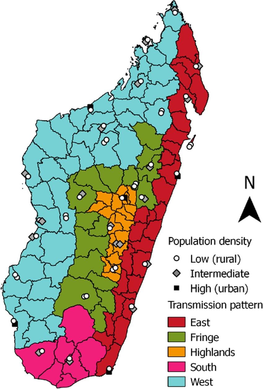 malaríu Madagaskar kort