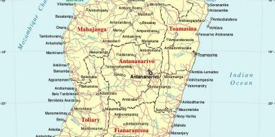 Madagaskar kort með borgir