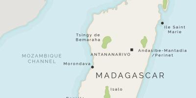 Kort af Madagaskar og umhverfis eyjarnar
