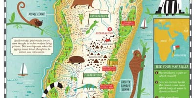 Kort af Madagaskar kort fyrir krakka