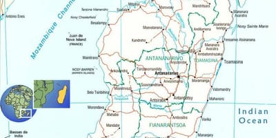 Kort af Madagaskar river
